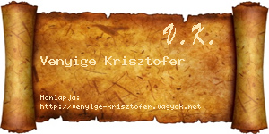 Venyige Krisztofer névjegykártya